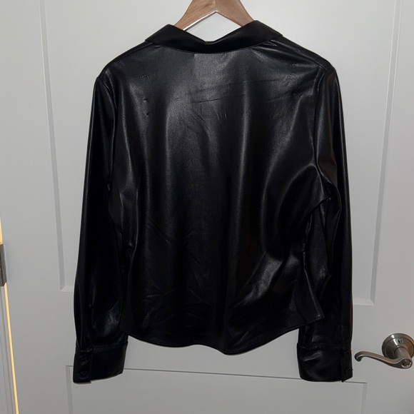ZARA Faux Leather Button Down Shirt - Picture 3 of 6